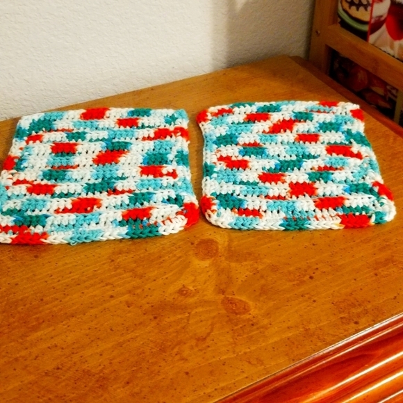 💞2/$20 HAND CRAFTED Crocheted All Purpse 100% Cottn Reusble Bath or Dish Cloths - Picture 2 of 5